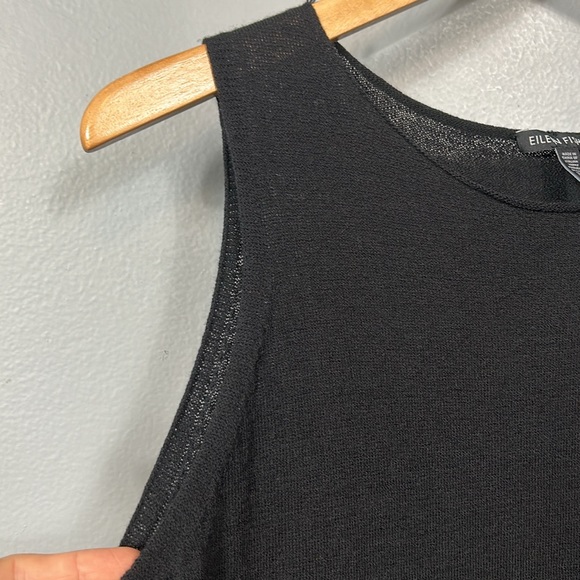 Eileen Fisher Black Italian Wool Yarn Sleeveless Midi Crew Neck Dress size M - Picture 7 of 15